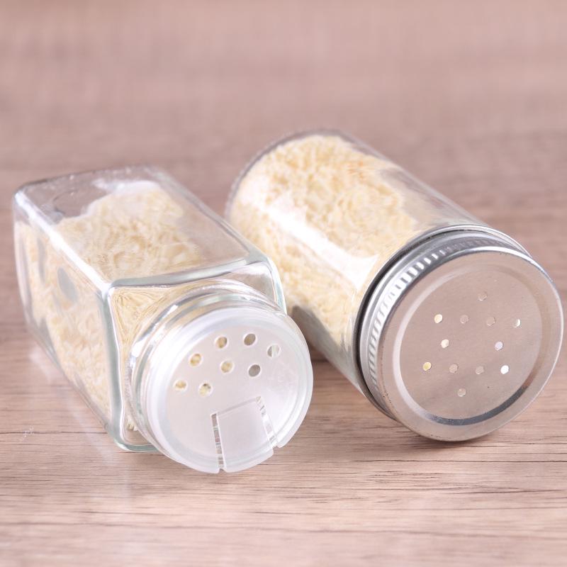 Transparent Glass Seasoning Jar with Open-Hole Lid for Kitchen Condiments