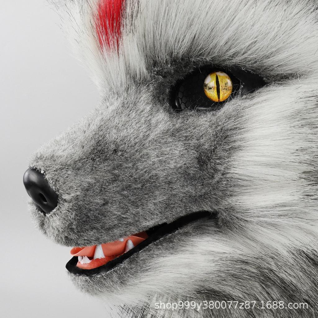 Halloween Canine Big Bad Wolf Beast Head Hood and Claw Suit Cos Costume Role Play