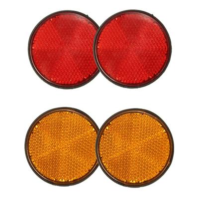 2Pcs Round Red Reflector Universal for Motorcycle ATV 5.6x0.8cm & 2 X 2Inch Round Orange Reflectors Universal