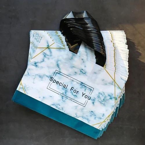 50pcs Plastic Handbag Clothing Store Shopping Packaging Gift Storage Portable Color Shop Universal Bags for Business Pocket