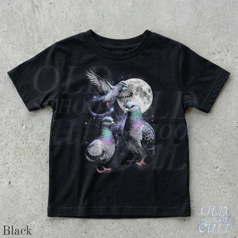 Pigeon Kids T-Shirt, Dove Bird Moon Graphic Tee, City Bird Youth Shirt, Toddler Animal Top, Cute Urban Wildlife Kids Gift 120