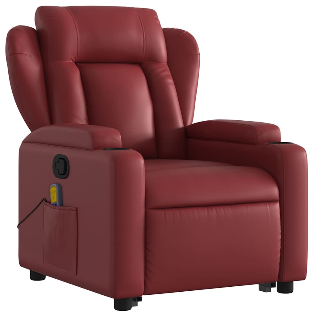 Vidaxl Lift Recliner Massage Chair, Reclining, Wine Red, Eco-Leather