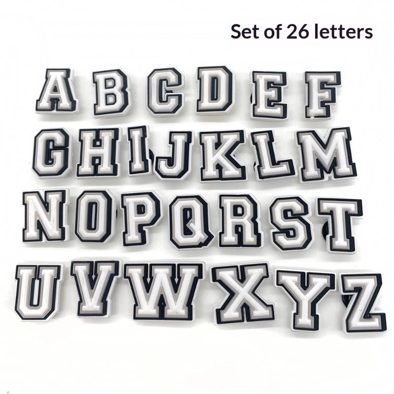 26 Stk. DIY Charms Sko Tilbehør Alfabet Bogstav Serie Sko Charms Dekoration Sko Pins Boble Sandaler Sandaler Fantastisk Gave