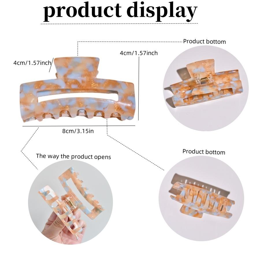 1PC Ladies Acetate Jelly Color rectangular hair claw daily wear for use in all hair sizes and lengths sweet and cute vacation