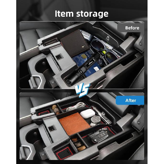 Center Console Organizer for 5th Gen 2026 2025- Ram 1500 2500 3500(Full Console w/Bucket Seats Only), ABS Storage Box, Middle Console Tray Organizer,