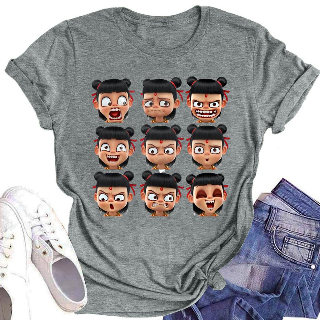 Men's And Women's Printed Round Neck Short-sleeved T-shirt Top