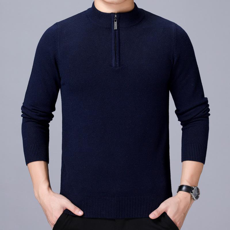 Men's New Arrival Half-Zip Knit Sweater - Thick, Warm, Pure Color for Autumn/Winter