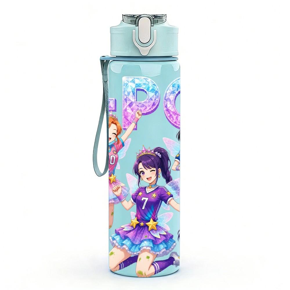 1PC Kpop Dancing Girl Group 750ml Color Plastic Sports Water Bottle Leakproof Flip Straw Lid Suitable for Sports Office Home Use