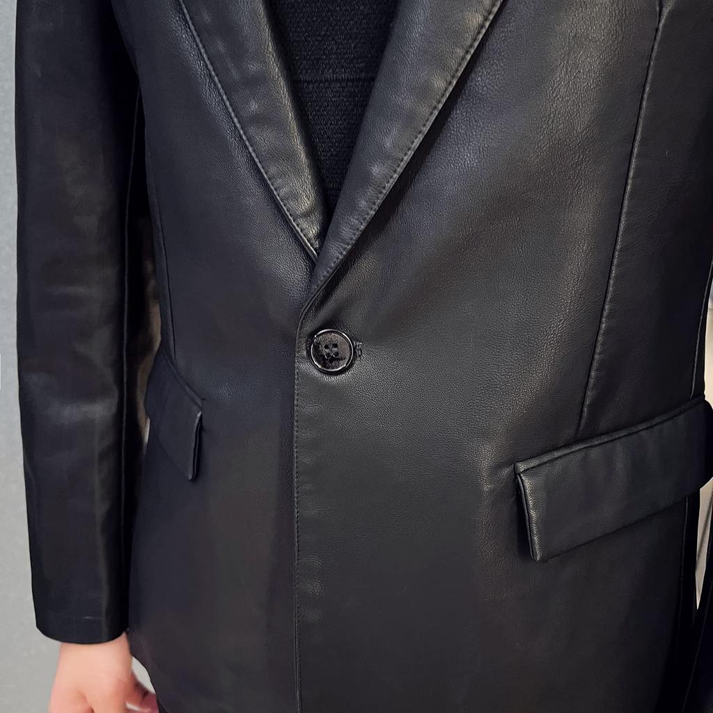 Leather Casual Outdoor Coat Solid for School [FSD.WG] Men's Jacket, Jacket, Leather, Color, Windproof, Fall/Winter, Commuting,