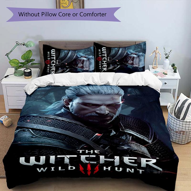 3pcs The Witcher Design Cover Set - HD Printed Bedding with 1 Cover and 2 Pillowcases - Perfect for Home and Dorm Decor