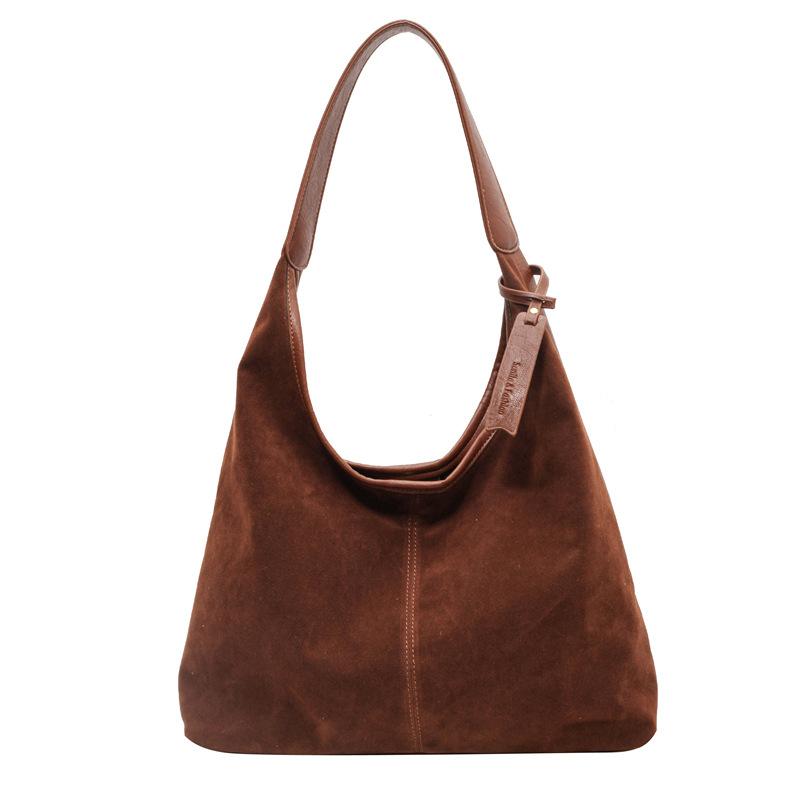 Retro Texture Underarm Bag Women's Bag New Suede Tote Bag Simple and Versatile Shoulder Bag