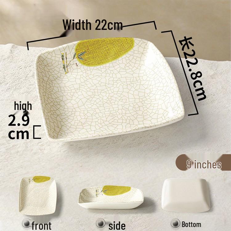 Melamine Rectangular Porcelain-Style Plate for Hot Pot & Side Dishes