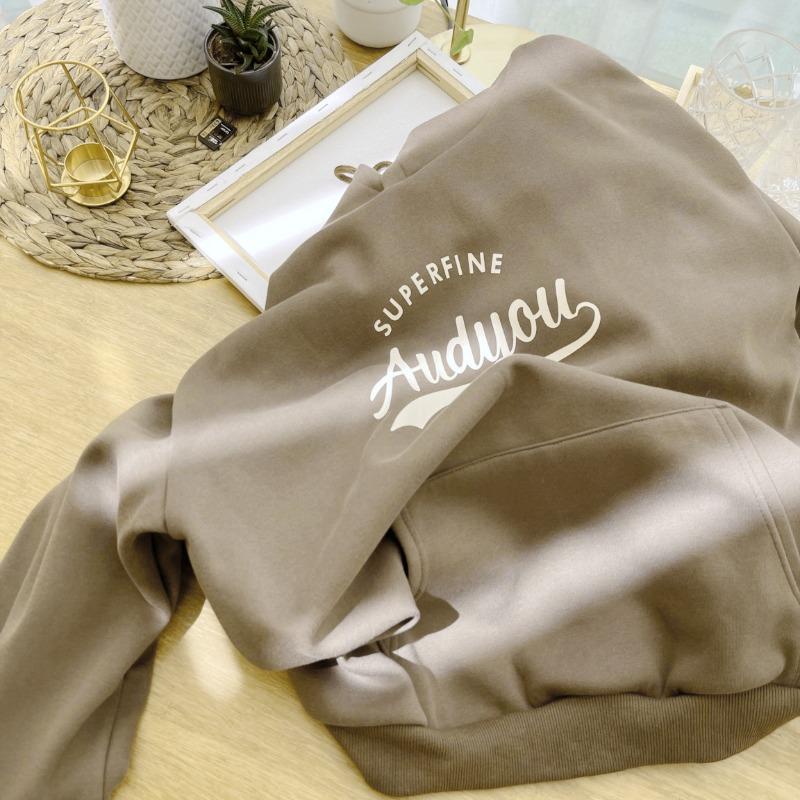 Hooded and Flannel Hoodie Top, Loose Fitting Hooded Hoodie for Women