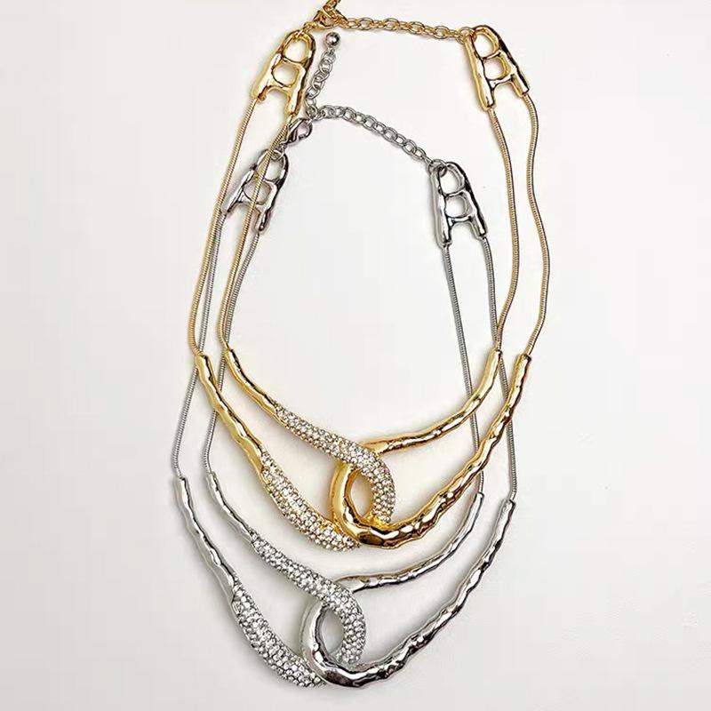 Sense U-shaped Cross Flash Diamond Splicing Chain Collar Light Luxury Fashionable Choker Neck Chain