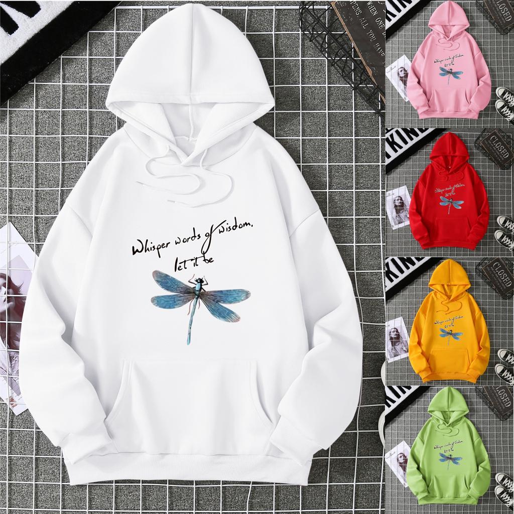 Dragonfly print Hooded Sweatshirts for Spring and Autumn 6813