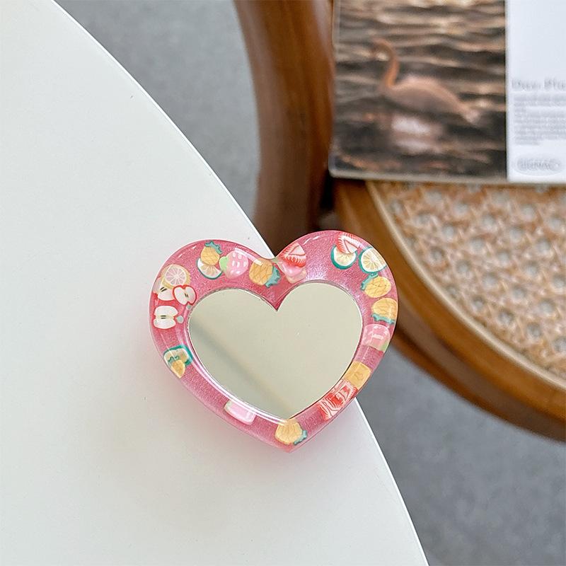 Heart Glitter Mirror Mobile Phone Airbag Bracket Wind Telescopic Paste Creative Ring Desktop Support Frame