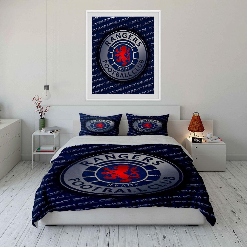 Rangers Football Club Bedding Set Bedding Duvet Cover Set Duvet Cover Pillowcases (1 * Duvet Cover 2 * Pillowcases, Without Duvet Insert)