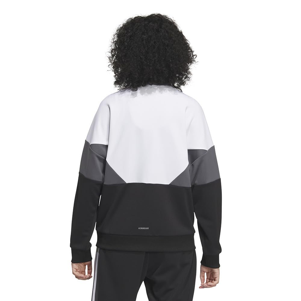 Adidas JSY10 Colorblock Double Knit Track Seasonal Loose Five Size Women's Jacket, Sportswear, Fit, Black/White/Grey (IM8716), J/M