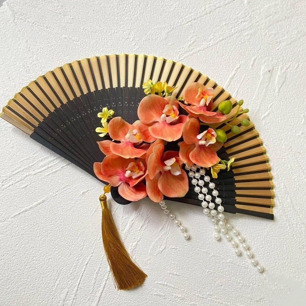 New Chinese Style Bride Folding Fan Bouquet for Engagement or Robe Accessory