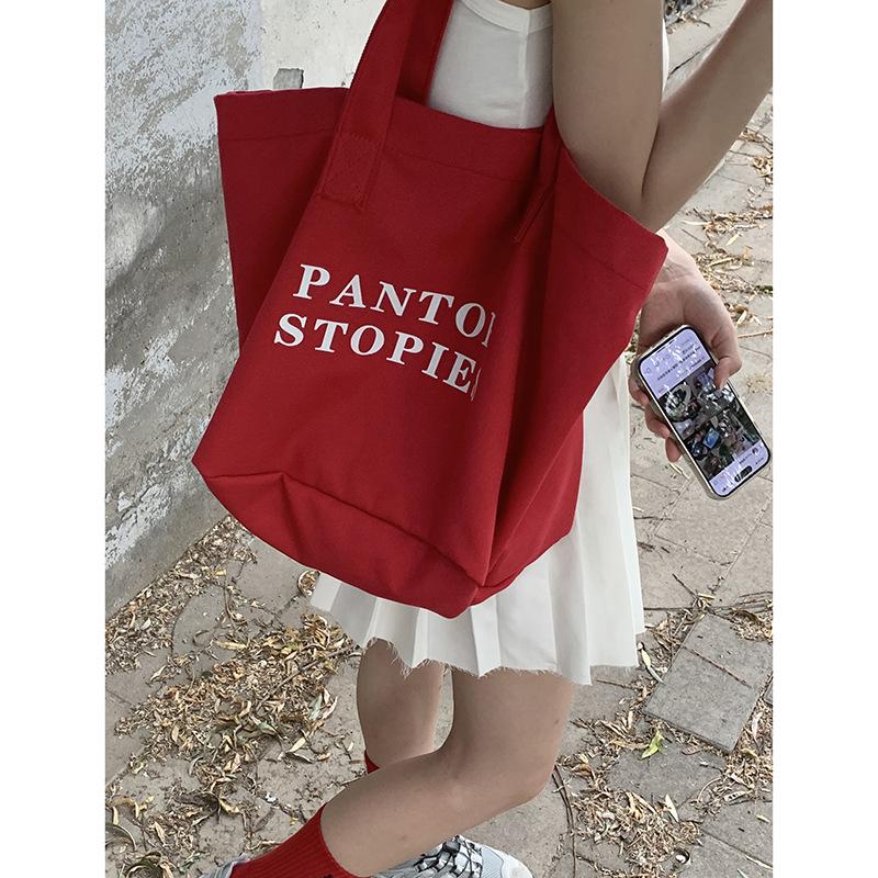 

Summer Large Capacity Alphabet Canvas Bag 2025 New Niche Tote Bag Casual Large Capacity Shopping Bag Bag красный