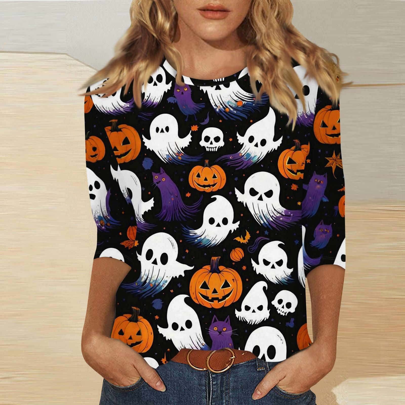 

Женская модная повседневная футболка с круглым вырезом и принтом 3/4 XXL