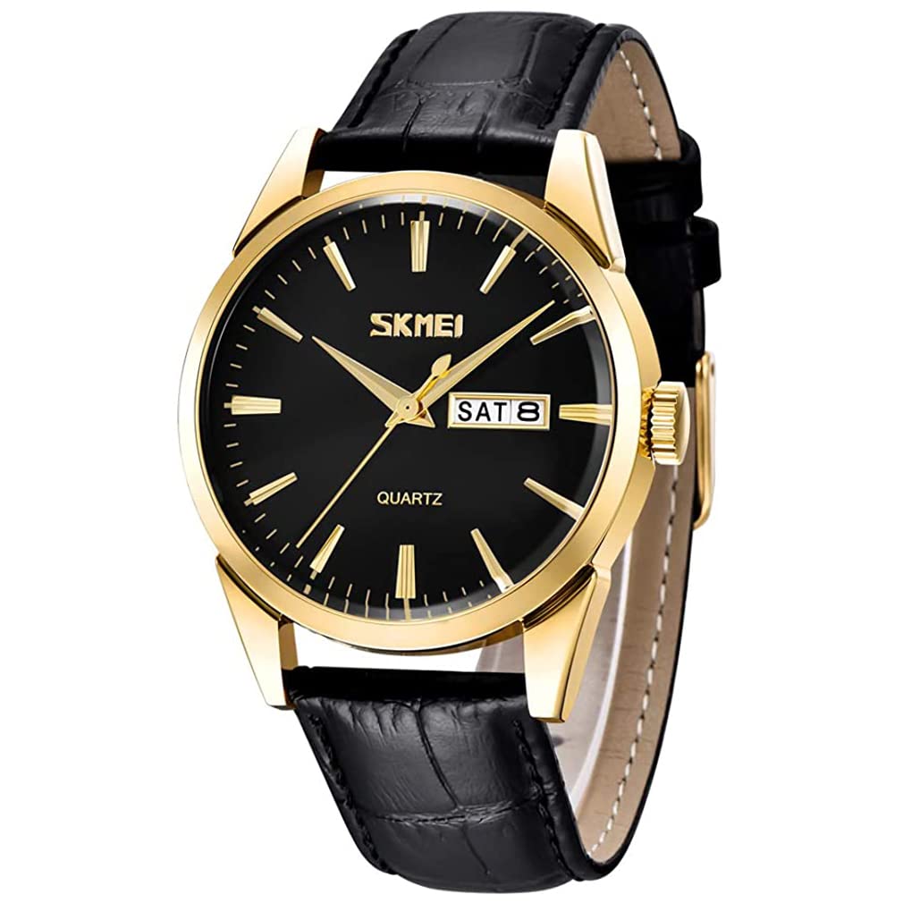 Black Leather Business Quartz Date Day of the Week Day Gift Men's Watch, Strap, Style, Classic, Waterproof, Movement, Analog, Stylish, Casual, Simple,