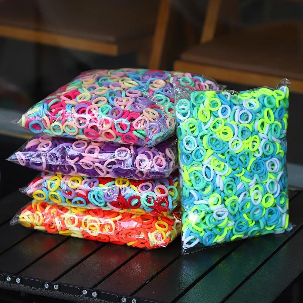 100/200 Pezzi Elastici Colorati in Nylon per Capelli da Donna e Ragazza, Elastici per Coda di Cavallo, Piccolo Elastico per Capelli, Elastici di Gomma, Scrunchie, Accessori per Capelli