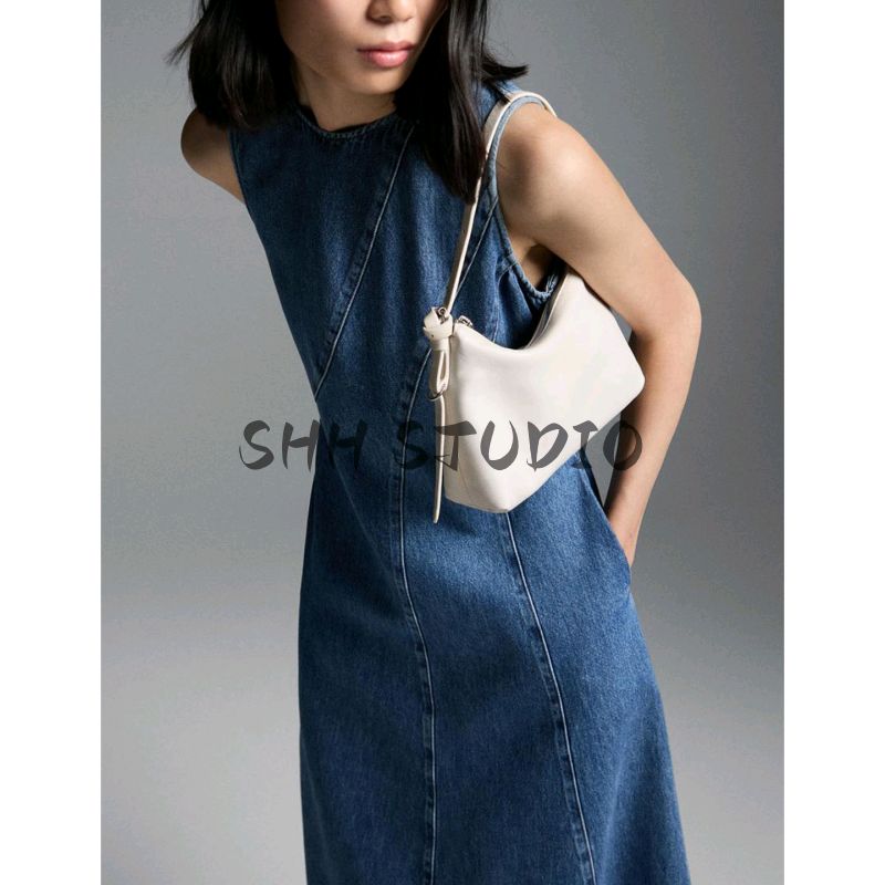 MD Fall Women's Clothing Casual Minimalist Stylish Seam Mid Length Long Length Sleeveless Denim Dress 6640800