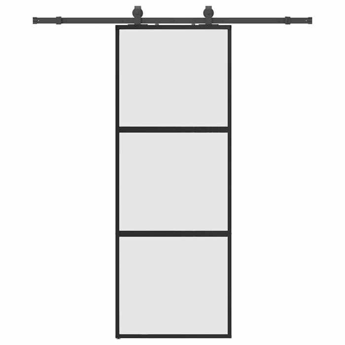 VidaXL Sliding Door Hardware Kit Black 76x205 Cm Tempered Glass, Sliding Door On Rail, Sliding Door 3375814