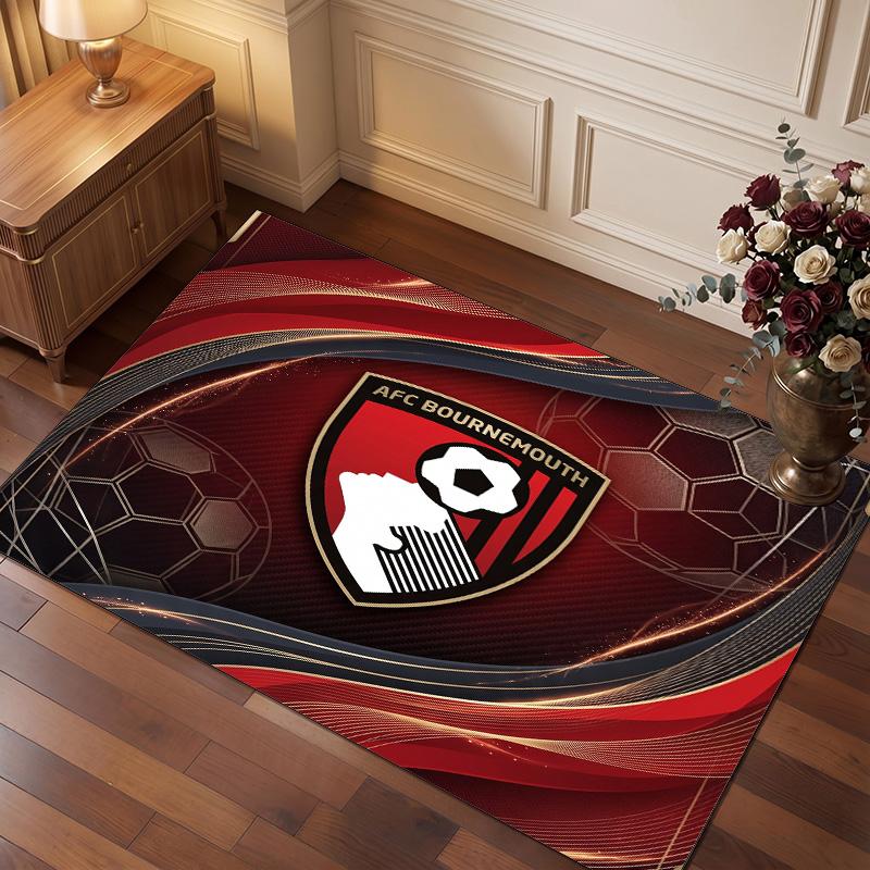 Tappeto in Velluto di Cristallo con Stampa del Bournemouth Football Club, Comodo Assorbente d'Acqua Antiscivolo Tappeto per Pavimenti Interni