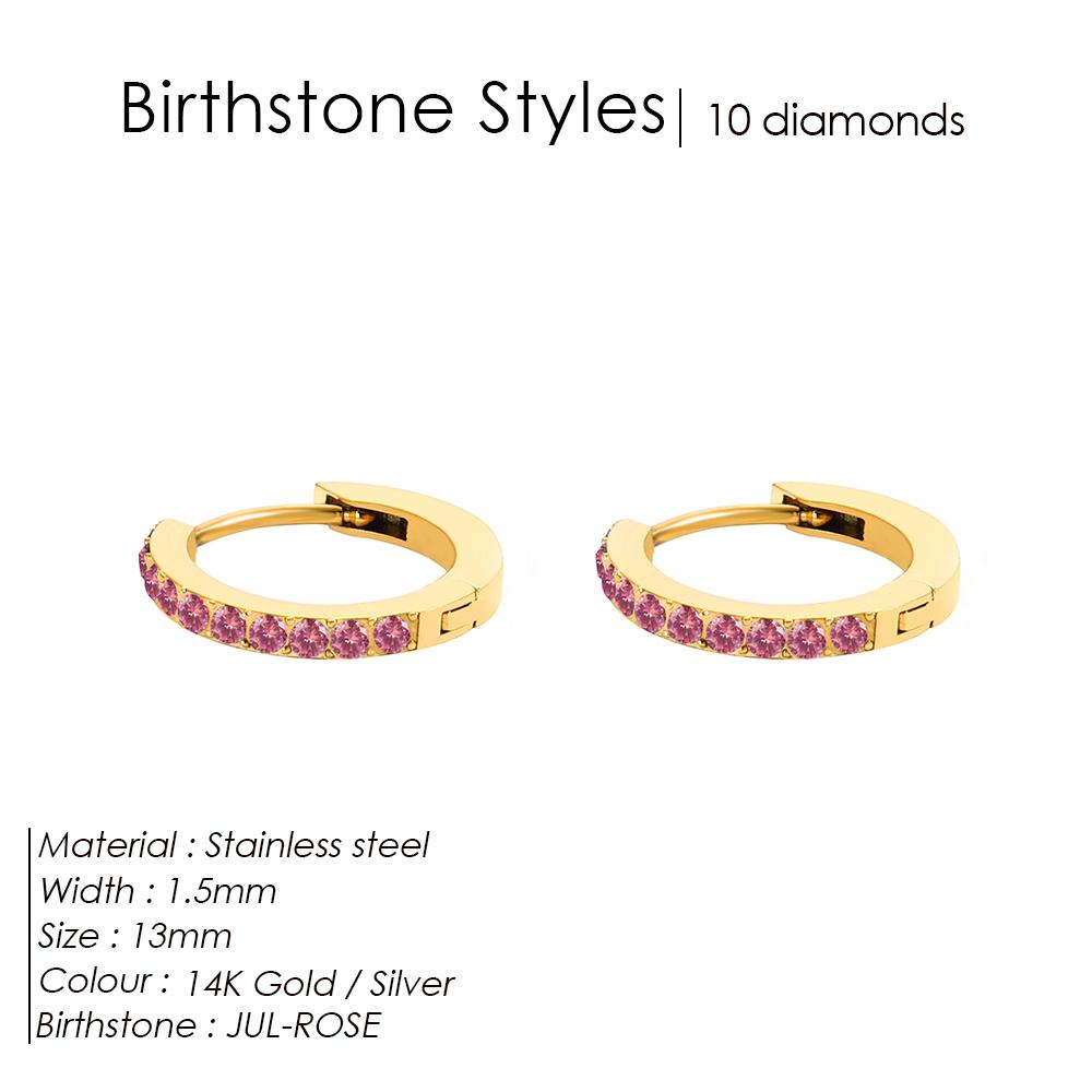 eManco Stainless Steel Birthstone Earrings Minimalist Huggie Hoop Earrings For Women Tiny Round Circle Unisex