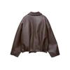 Women's Brown Faux Leather Pilot Jacket with Belt