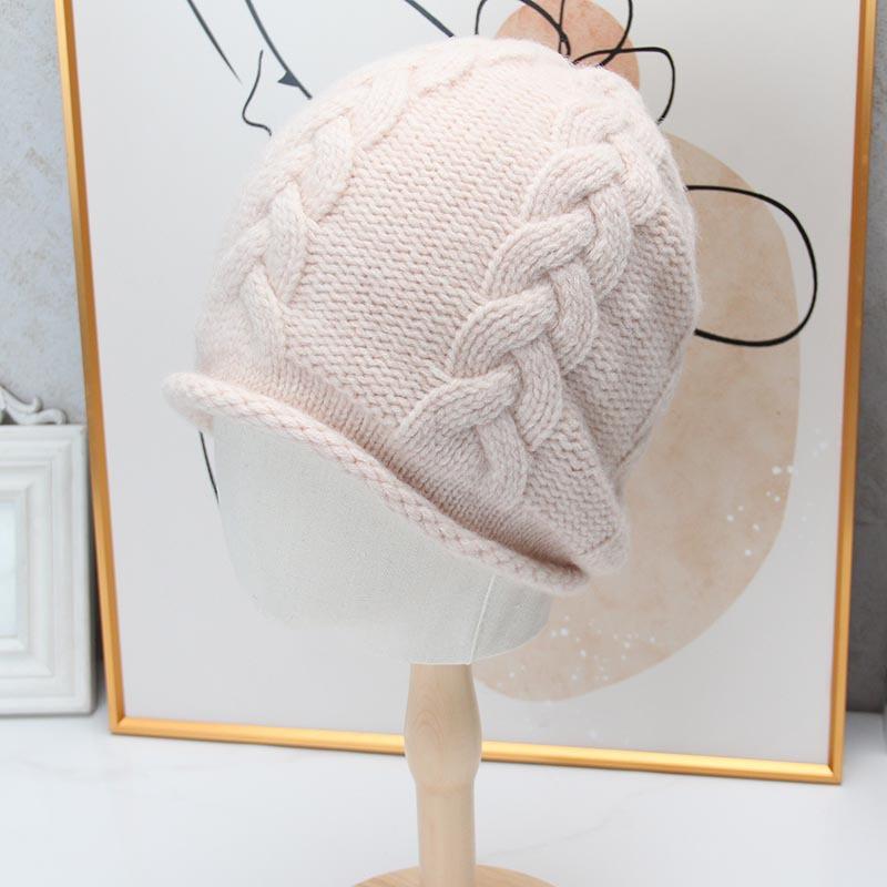 Autumn and Winter High-quality Wool Fashion Crimping Temperament Versatile Pullover Hat Solid Color Simple Warm Elegance Stacking Hat