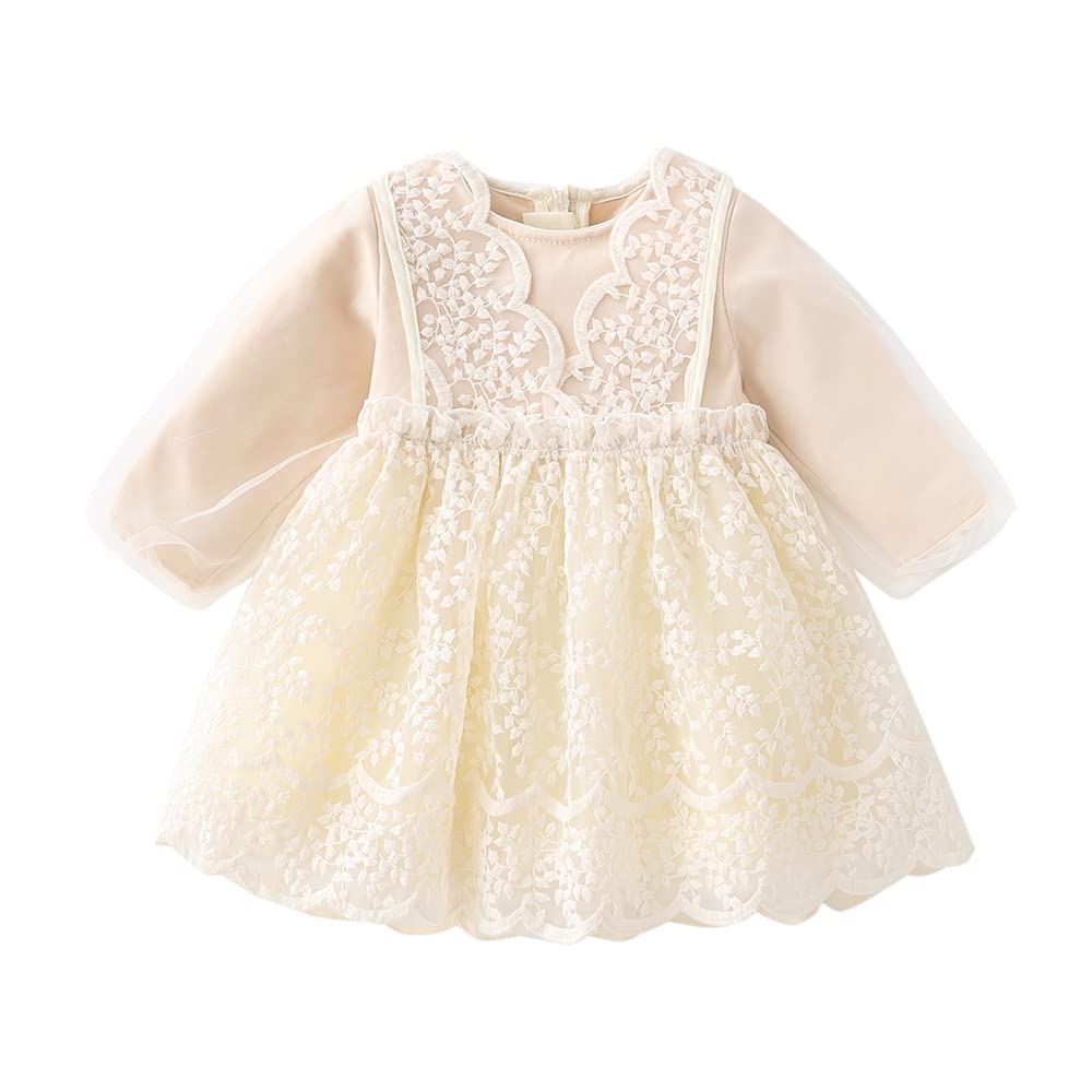 Baby Nest Baby Girl Baby Shrine Floral Antique Lace Ages Months Dress, Formal, Wedding, Gift, Visit, Recital, Shichi-Go-San, Print, Beige, Dress,