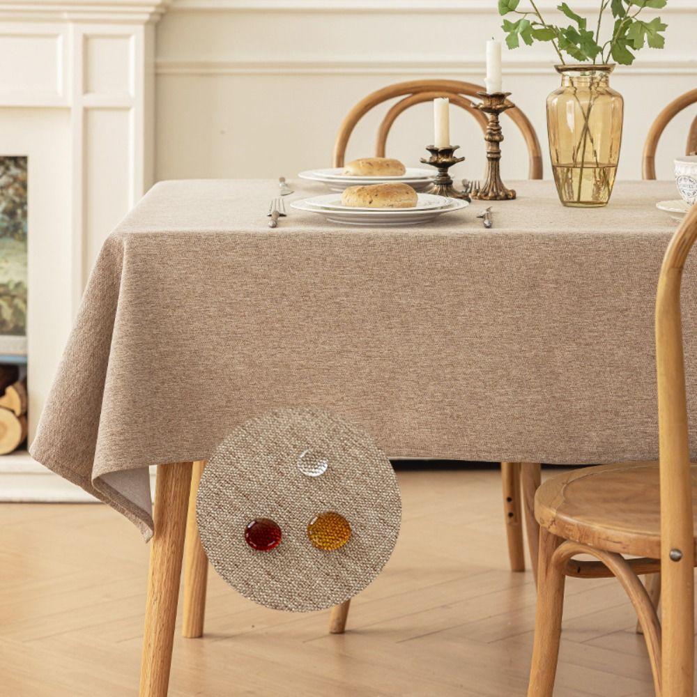 Dustproof Table Cover Waterproof Table Decor Cloth Cotton Linen Tablecloth  Kitchen