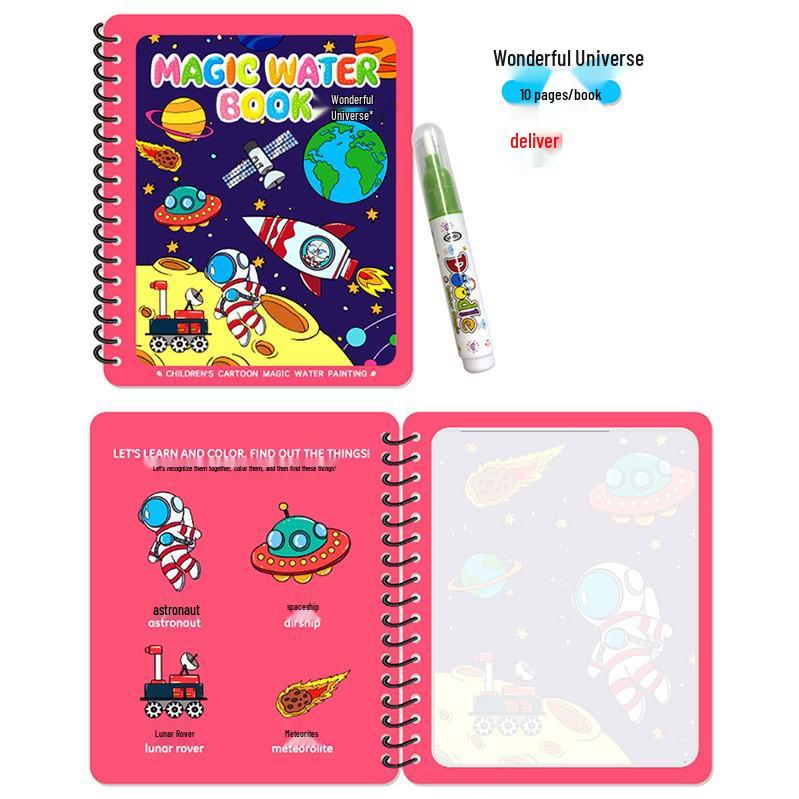 Children's Magic Water Painting Book: Reusable Color Doodle Album with Clear Water Pen for Kindergarten