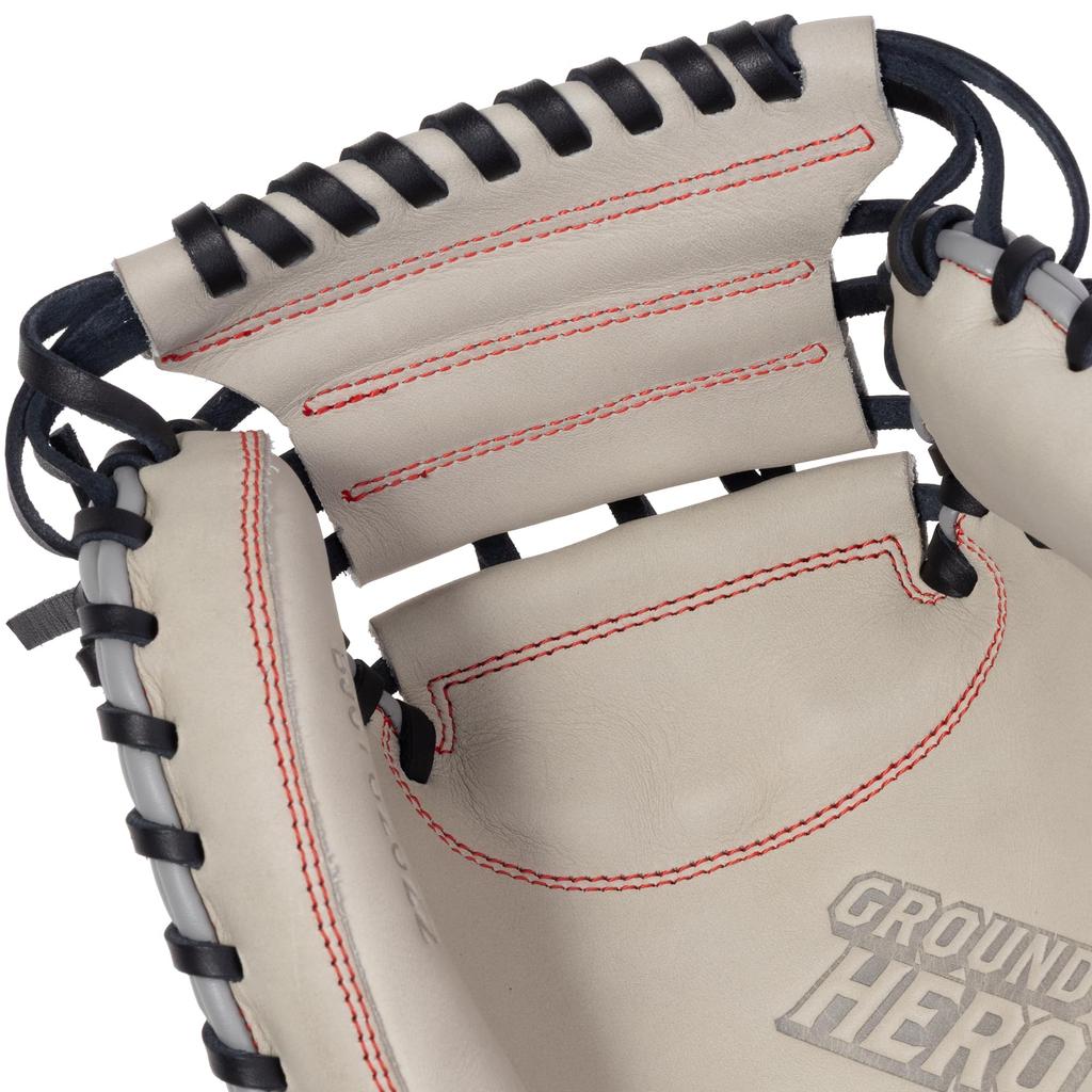 ZETT Ground Hero Youth Softball Gray x BJC762622 Catcher's Mitt, Right-Handed Throw, Black,