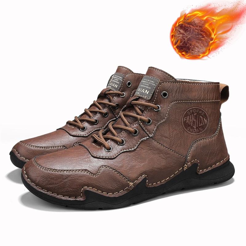 High-top Handmade Large Size Casual Shoes Men's Pigskin Retro Casual Shoes Large Size Casual Shoes Lightweight Ankle Boots