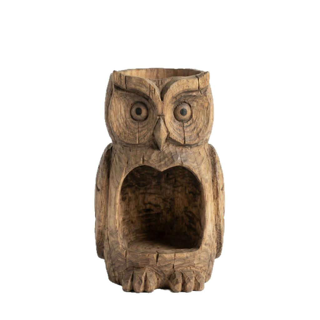 The Quiet Watcher Owl Watcher Wild Bird Feeder Resin Owl Feeder for Outdoor Garden Decor Yard Decoration Hanging Bird Feeder