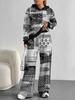 Splicing European And American Autumn And Winter Casual Long-Sleeved Suit Women'S Hooded Sweater Trousers Two-Piece Set