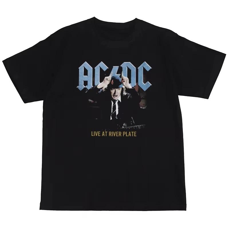 Módní trend léta 2025 Nové bavlněné tričko s krátkým rukávem s potiskem ACDC American Street Hip-hop Punk Nirvana Vintage