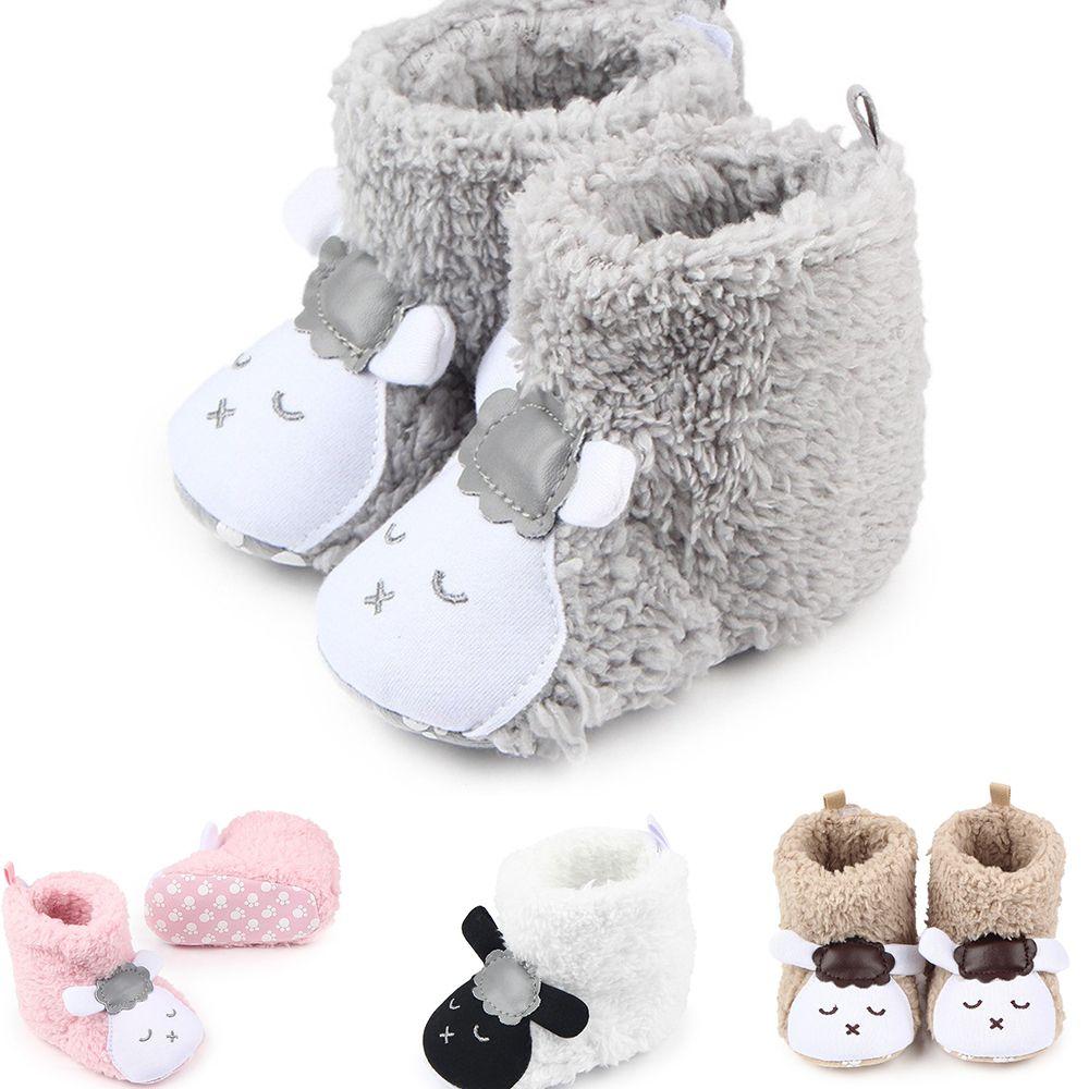 

Cute Plush Winter Fleece Warm Boots Floor Baby Shoes Sheep Slipper Cotton-padded L рожевий