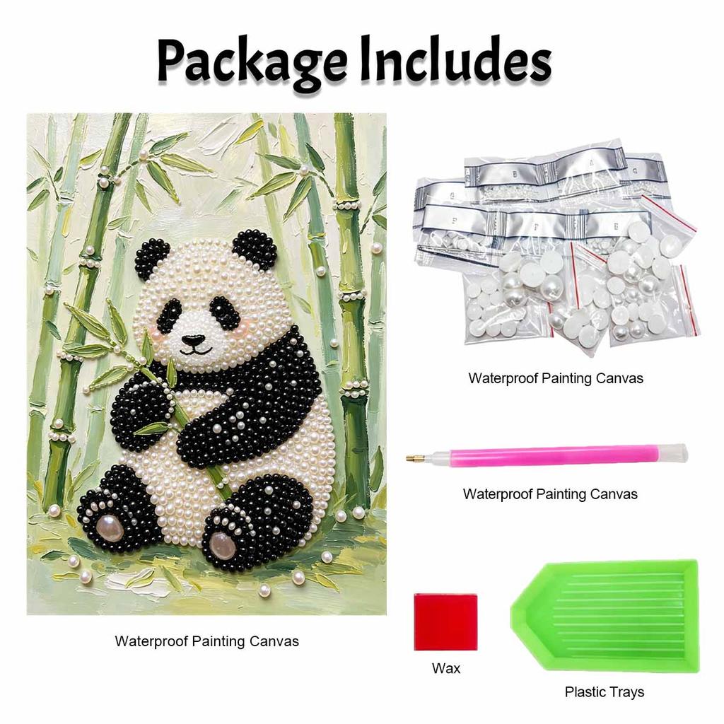 Frameless DIY Pearl Bead Painting Kit Panda Pattern Creative Relaxing Craft Canvas Home Decor Adult Gift