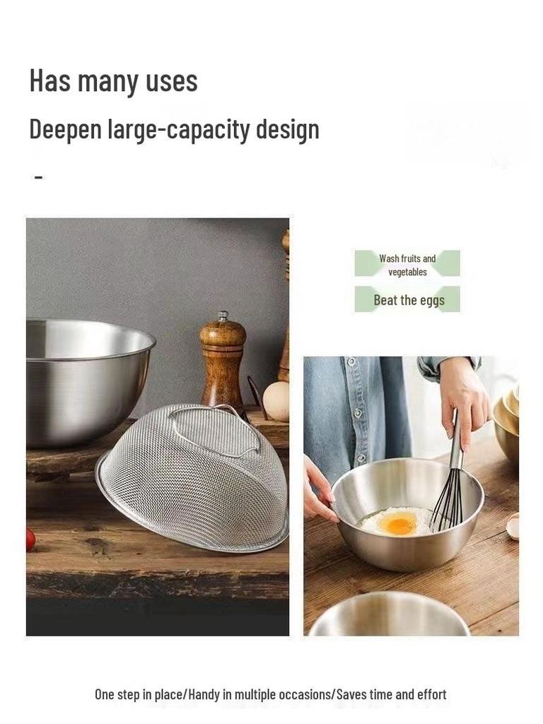 316 Stainless Steel Kitchen Colander Set - 2-Piece for Washing Vegetables, Fine Mesh Strainer for Draining, Rinsing, and Filtering Rice.