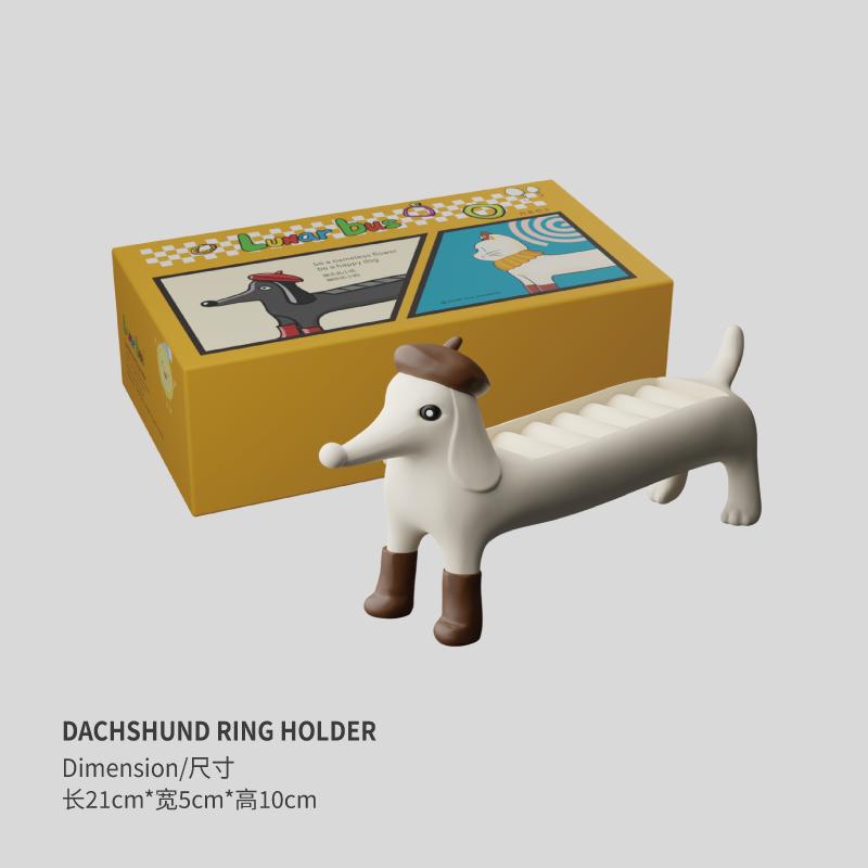 Dachshund Dog Ring Storage Box, Jewelry Display Rack, Creative Ring Tray, Cute Desktop Ornament, Jewelry Organizer Gift