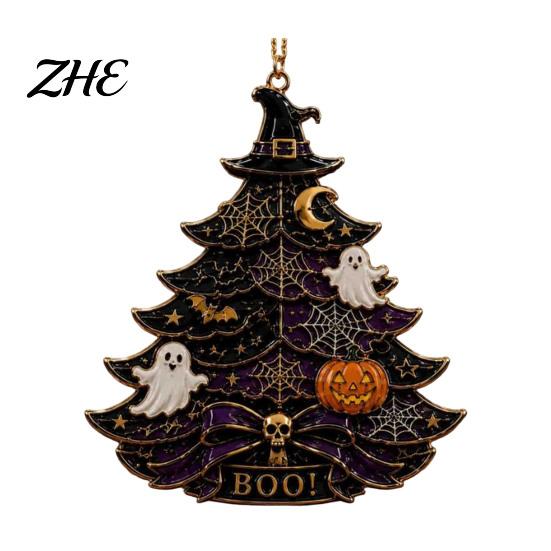 Skeleton Wall Decor for Home Halloween Tree Acrylic Hanging Ornament, Pumpkin Ghost Skull Seasonal Ornaments Decor, Spooky Pendant Party Home, Festive