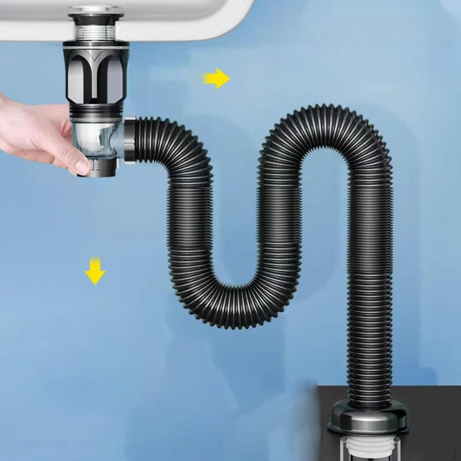 

Bathroom Sink Drain Pipe Flexible Sewer Plumbing Kit Adjustable Bowl Replacement