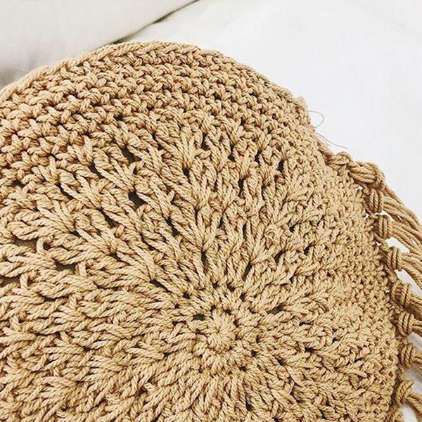 Yogodlns Fashion Round Hand-woven Woman Shoulder Bag Summer Travel Shopping Straw Beach Bags Tassels Female Small Messenger Bag