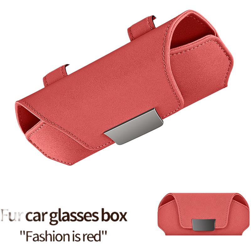 Eyewear Organizer for Car with Magnetic Closure Suede Glasses Case Sun Visor Holder for Sunglasses and Small Items