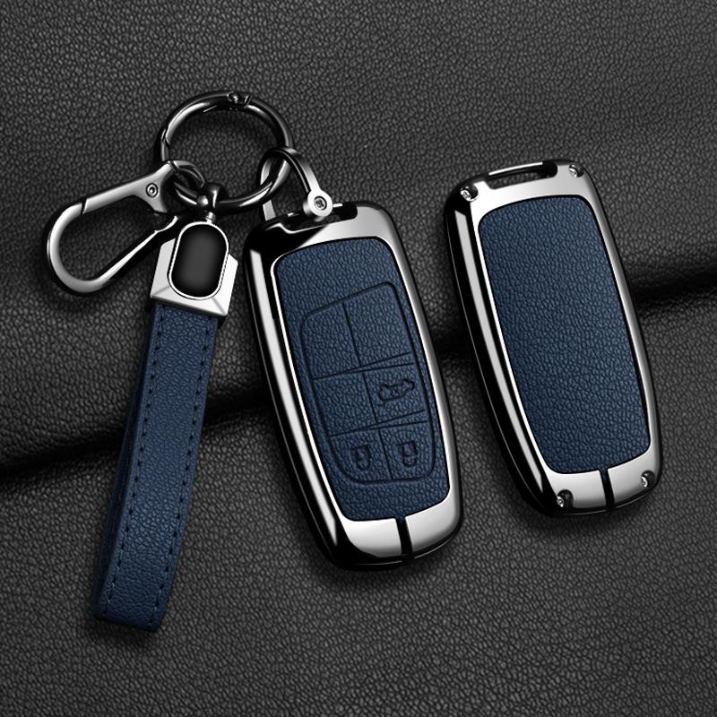 Zinc Alloy Leather Car Key Case For Jeep Compass Grand Cherokee Wrangler Compass Chrysler 300C Key Holder Car Key Cover Case